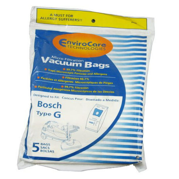 5 Bosch Allergy Vacuum Cleaner TYPE G Canister Bags 